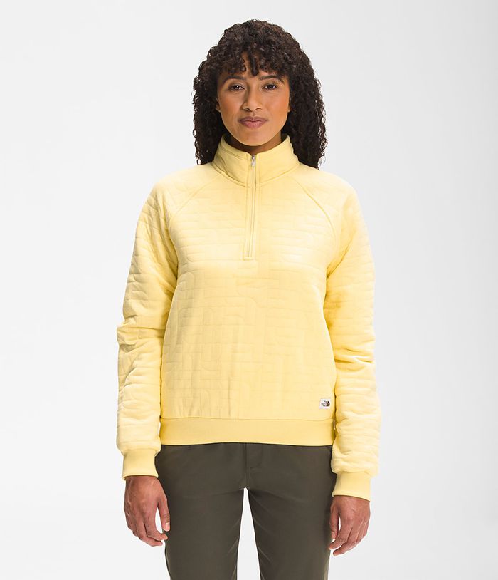 The North Face Womens Pullover Longs Peak Quilted ¼ Zip 605TQPMBW - Yellow